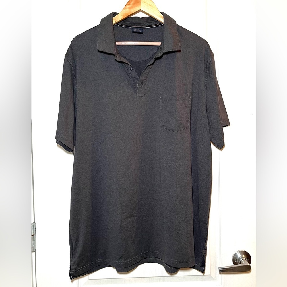 Denver Hayes Men’s Modern Fit Stretch Polo Shirt Black Chest Pocket 2XL Casual